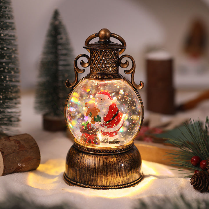 Nostalgic Christmas lantern with movable snowman scene Kalsten