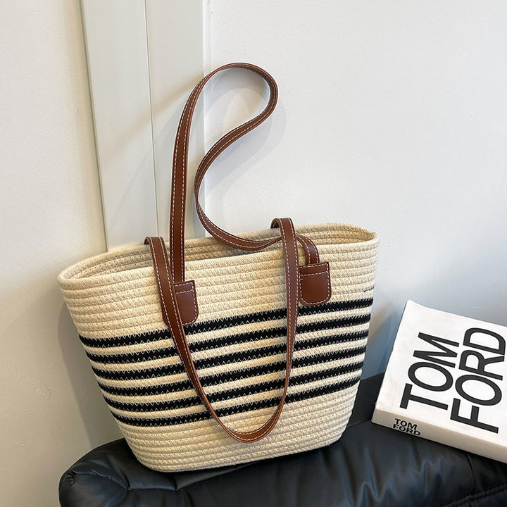 Striped Woven Beach Tote Bag Kalsten
