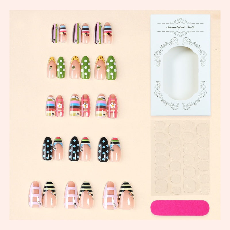 Acrylic nail set with colorful patterns and creative designs Kalsten