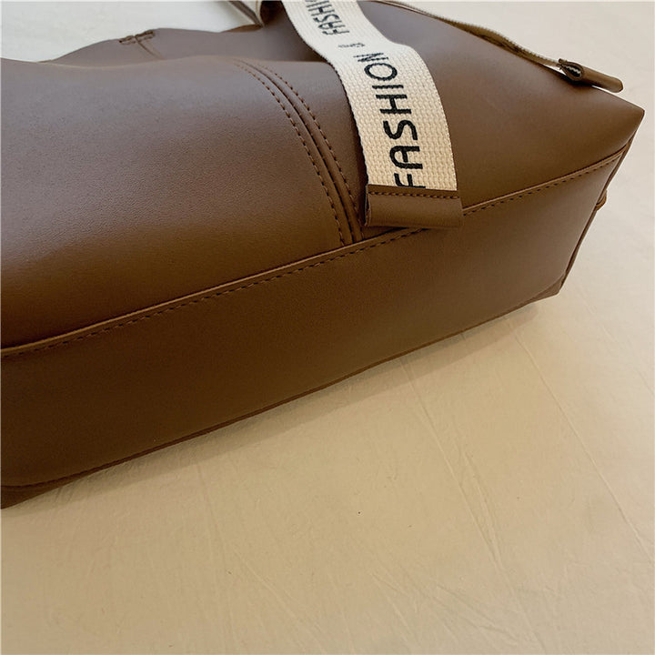 Stylish Faux Leather Tote Bag with Textured Strap
