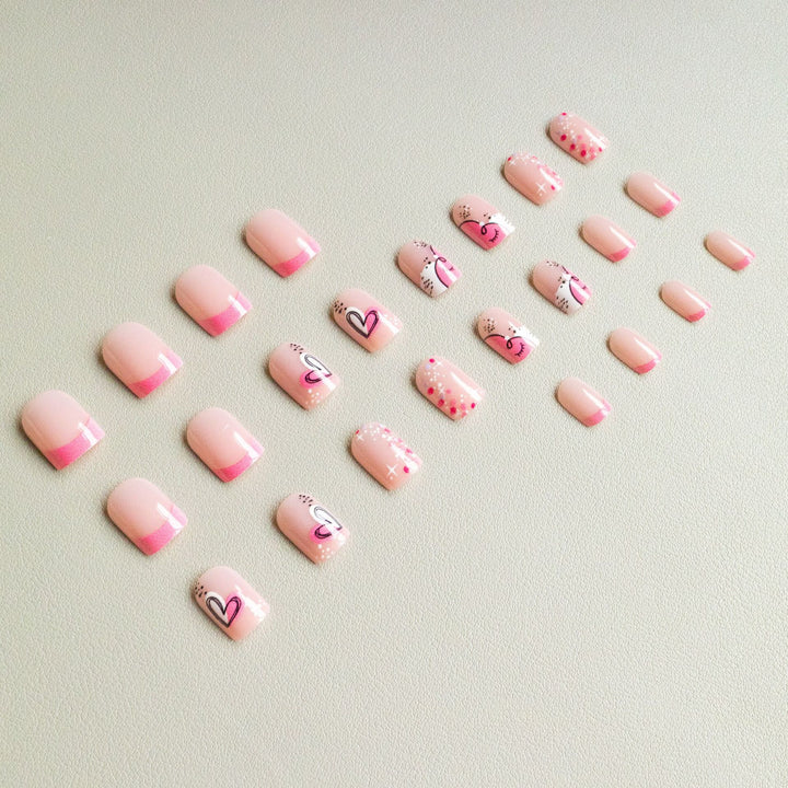 Artistic Nail Art Kit with Heart and Sparkle Designs