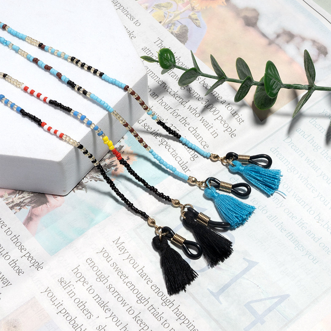 Beaded Eyewear Chain with Tassel Attachments Kalsten