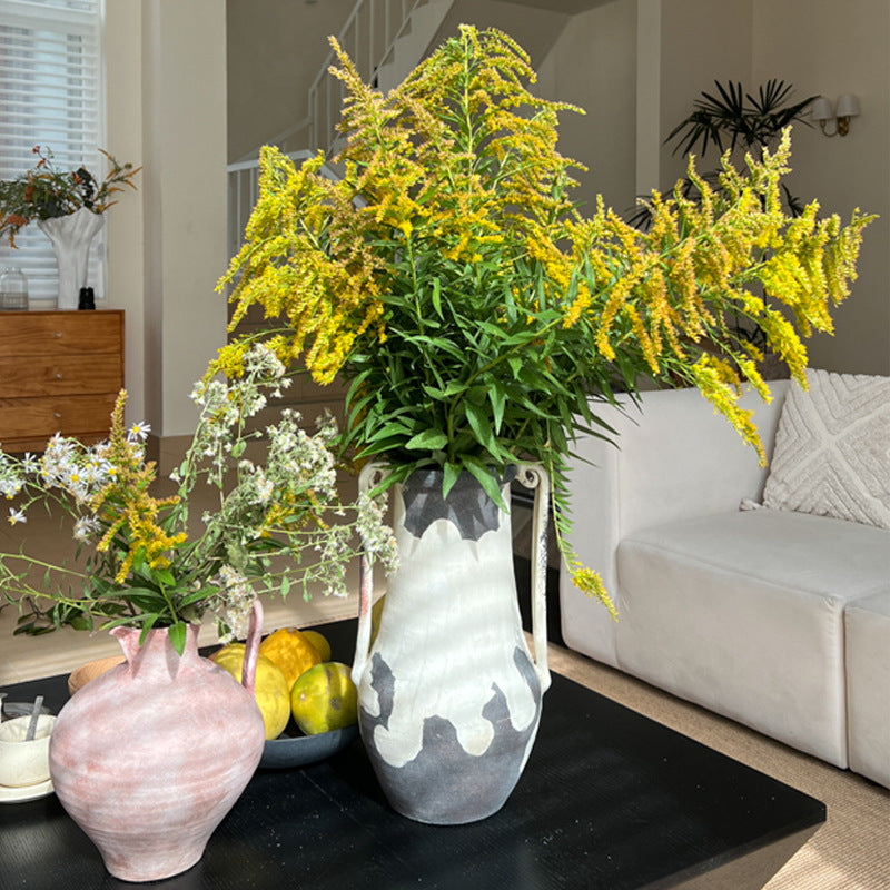 Artistic White and Black Decorative Ceramic Vase