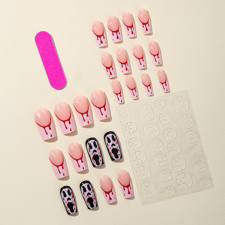 Gothic Blood-Spatter Acrylic Nail Art Extensions Kalsten