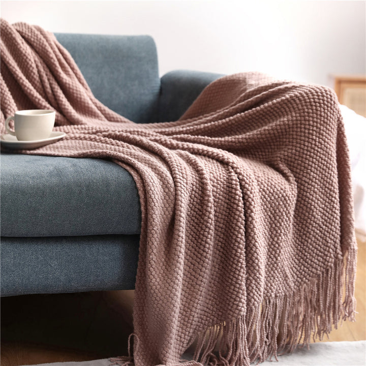 Textured Fringe Throw Blanket Kalsten