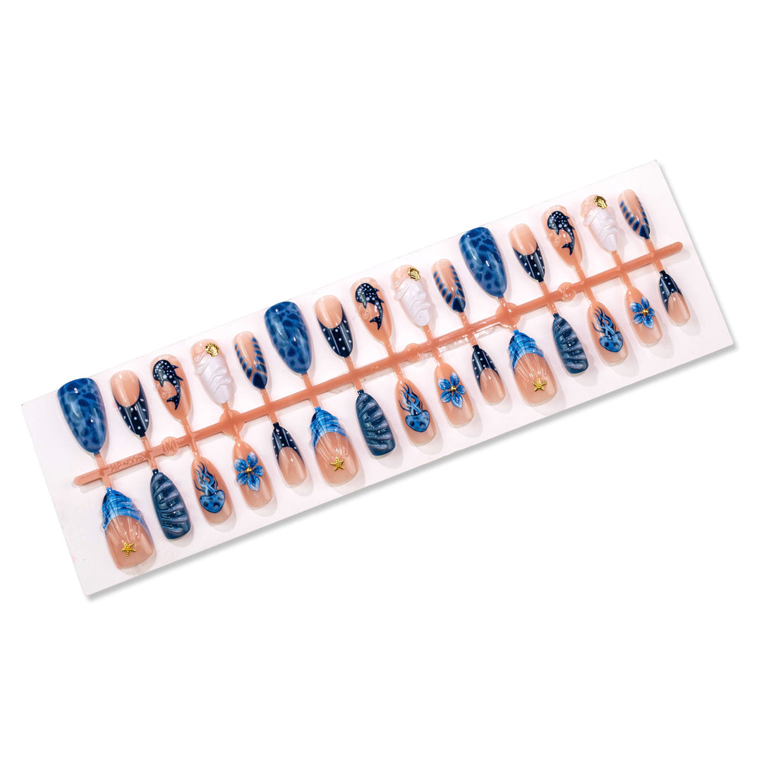 Artistic Ocean-Themed Press-On Nails Kalsten