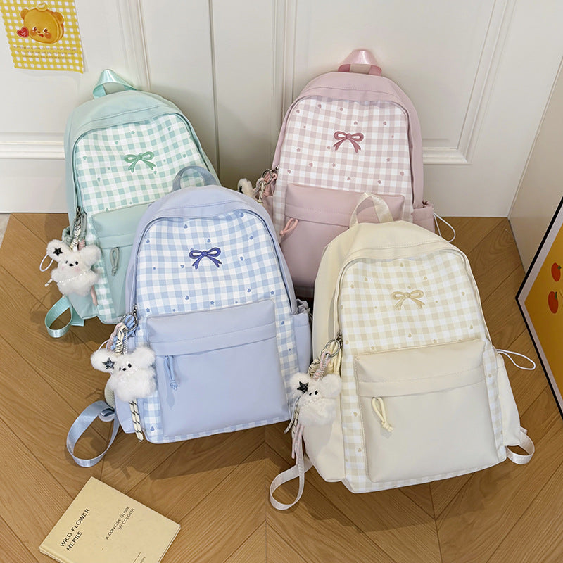 Checked Patterned School Backpack Kalsten