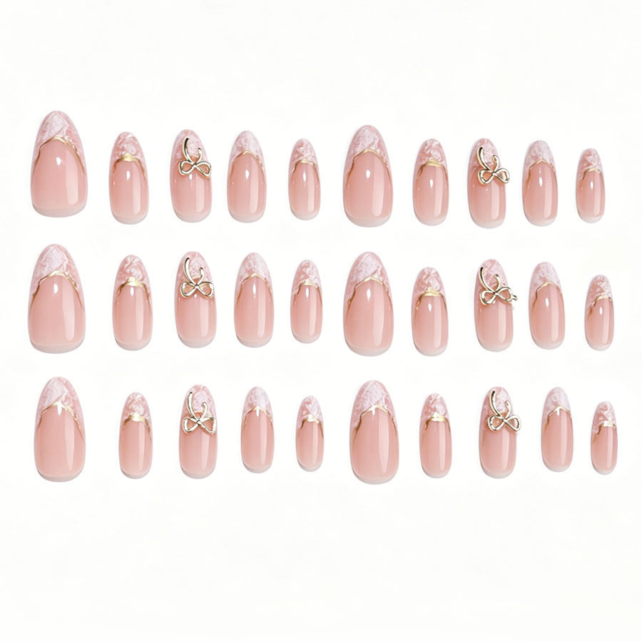 Stiletto Artificial Nail Set with Elegant Golden Accents Kalsten