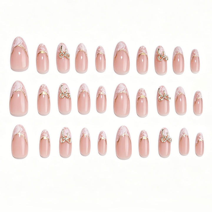 Stiletto Artificial Nail Set with Elegant Golden Accents Kalsten