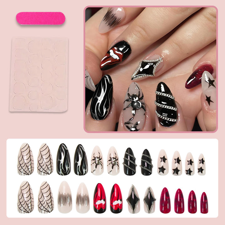Art nail set with unique spooky designs Kalsten