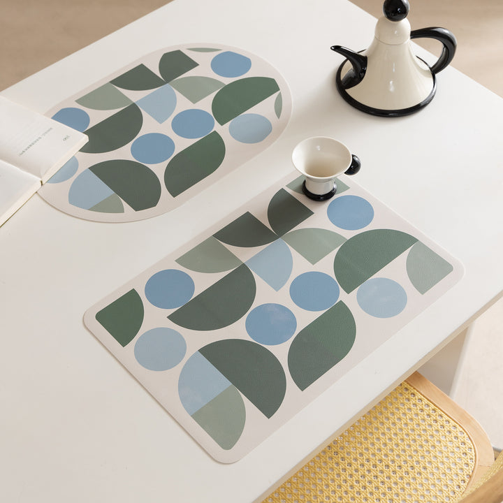 Wipeable retro placemats made of artificial leather with geometric pattern Kalsten
