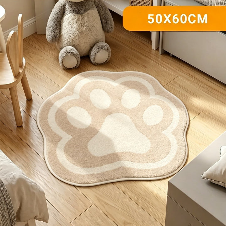 Paw-Shaped Plush Area Rug