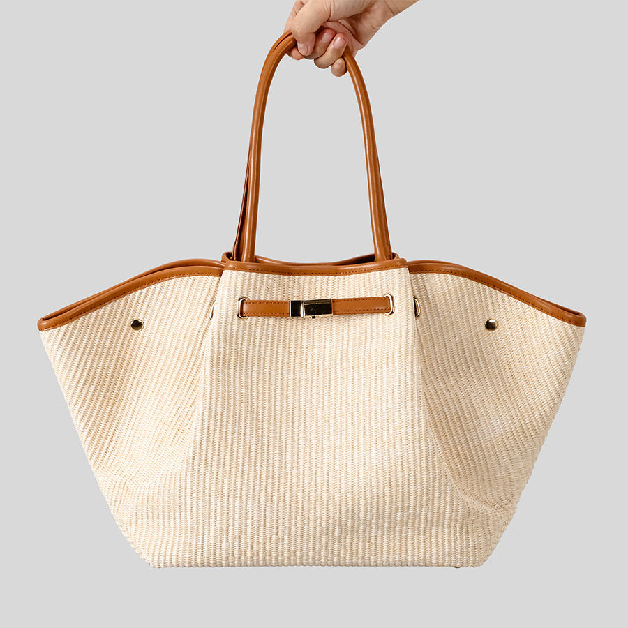 Elegant Textured Straw Tote