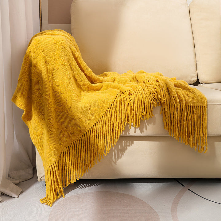 Textured Fringe Throw Blanket