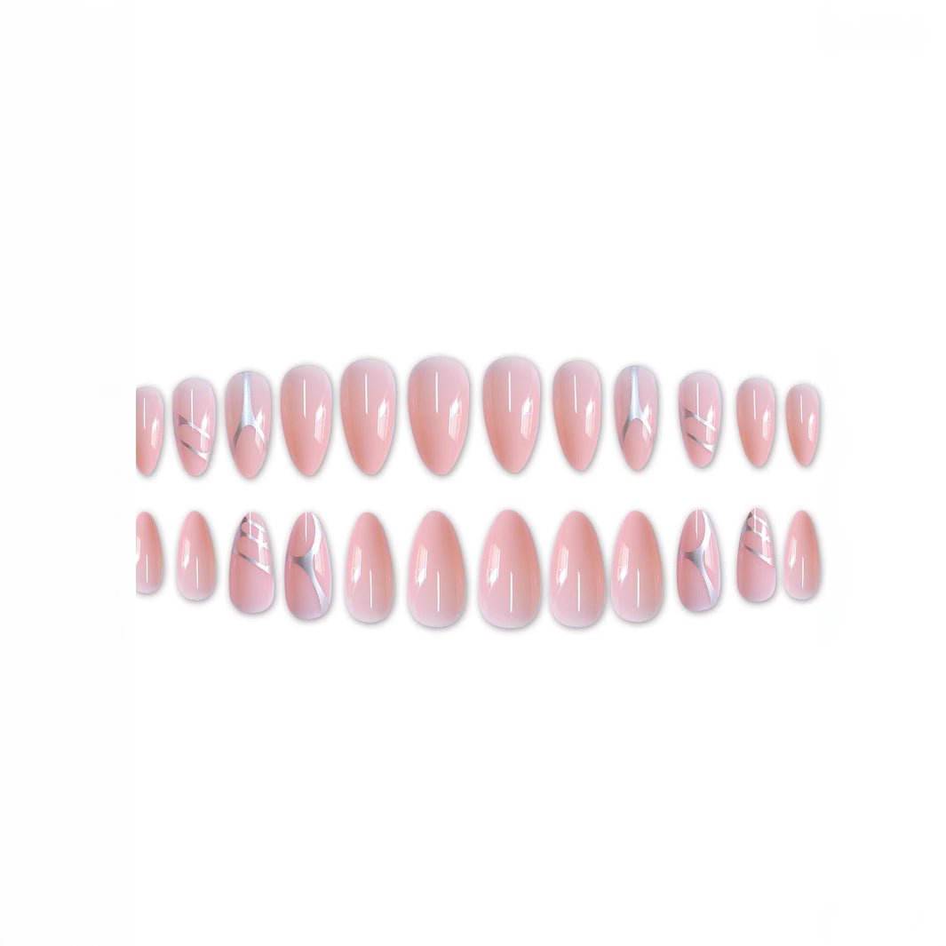 Elegant Stiletto Press-On Nail Set with Artistic Metal Accents Kalsten