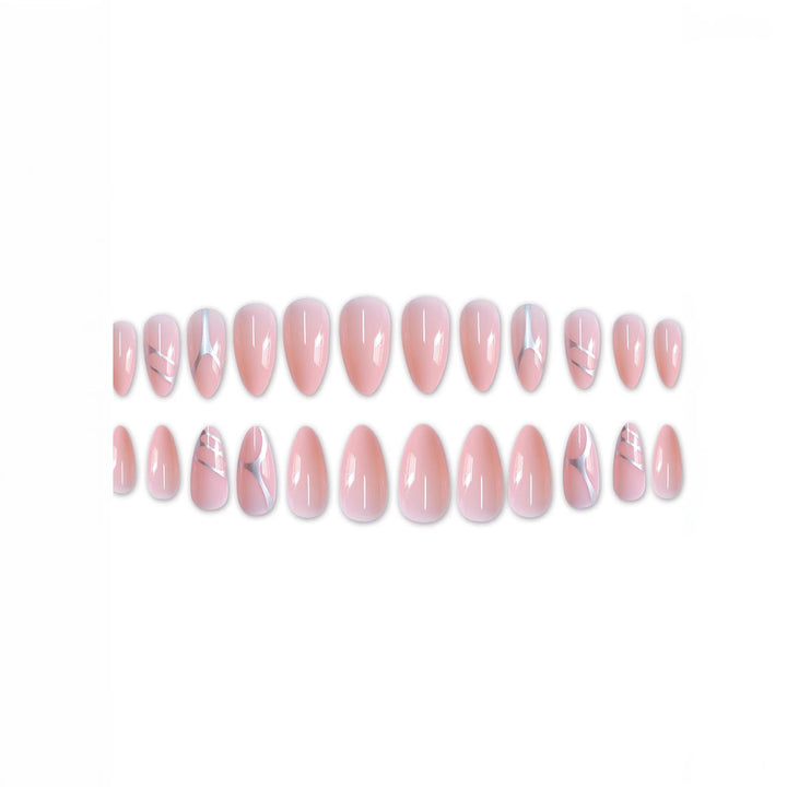 Elegant Stiletto Press-On Nail Set with Artistic Metal Accents Kalsten