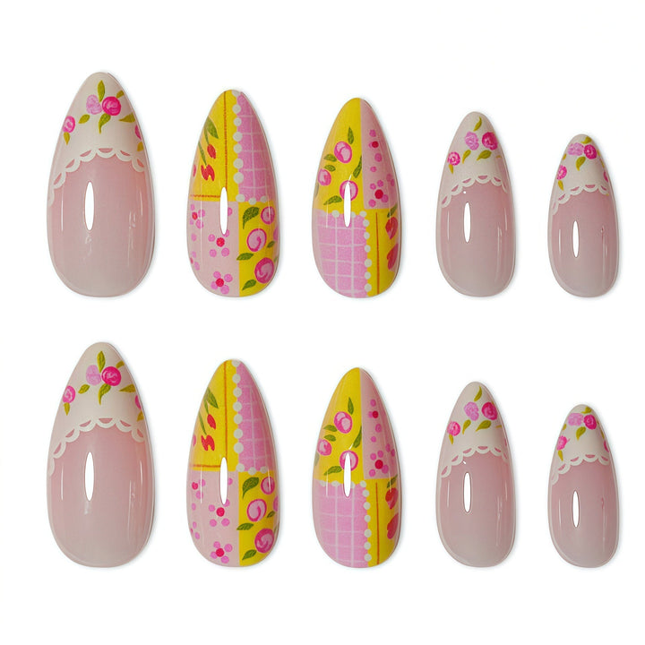 Decorative Floral Press-On Nail Art Kalsten