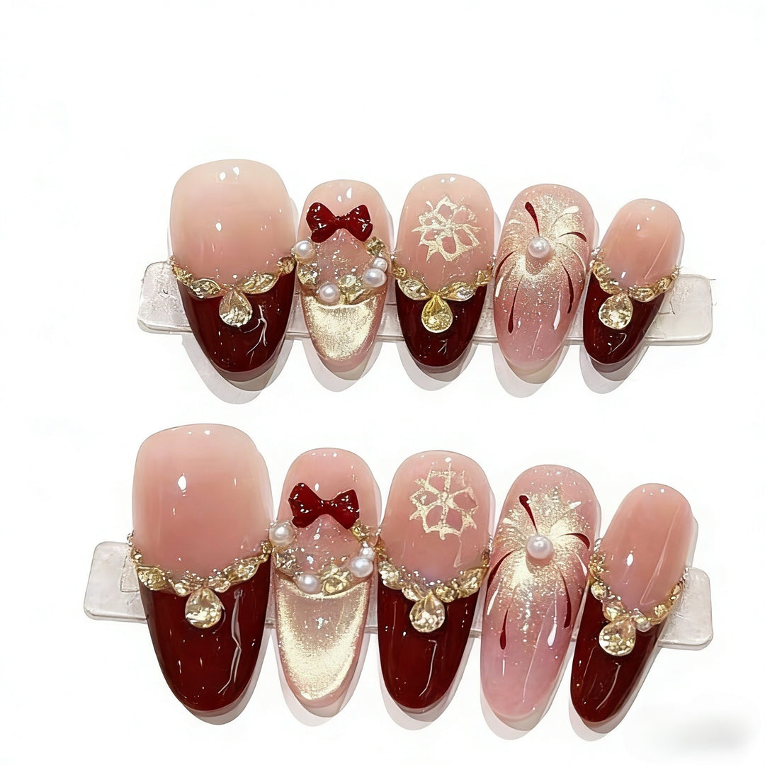 Elegant Floral Press-On Nail Set Kalsten
