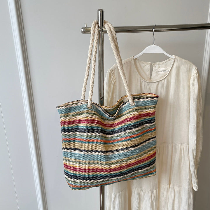 Spacious Striped Beach Tote Kalsten