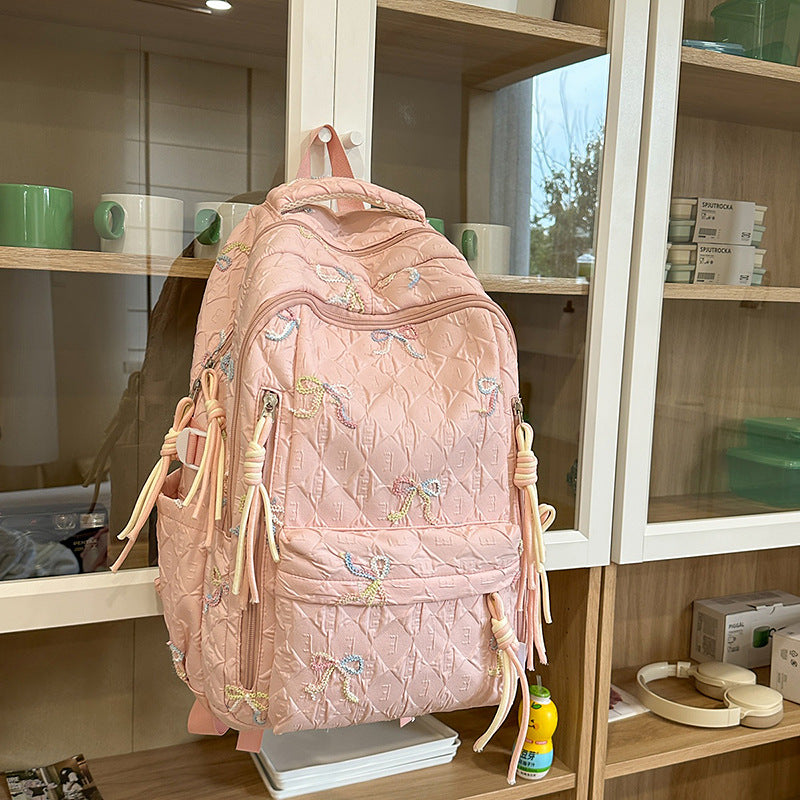 Quilted Bow-Detail Fashion Backpack Kalsten