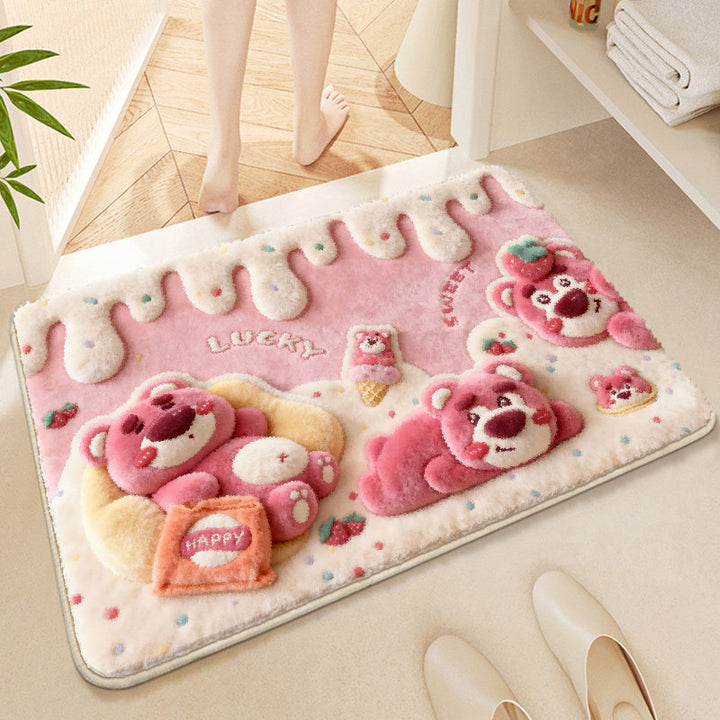 Cute Cartoon Animal-Themed Plush Bath Mat