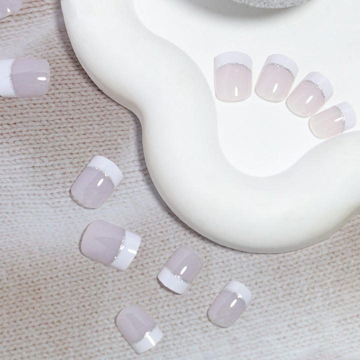Glossy French Tip Press-On Nail Set Kalsten