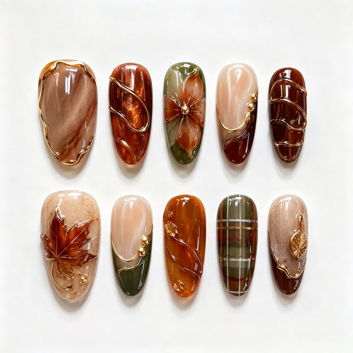 Autumn-Inspired Manual Nail Art Set