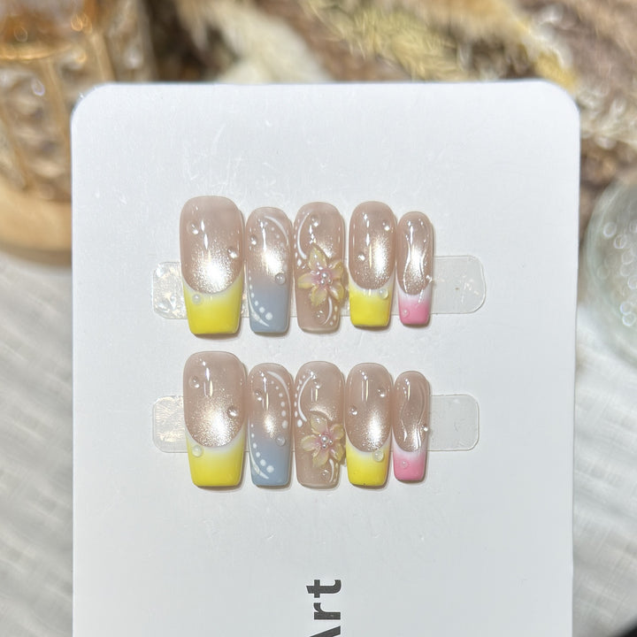 Artistic Floral Design Press-On Nail Set Kalsten