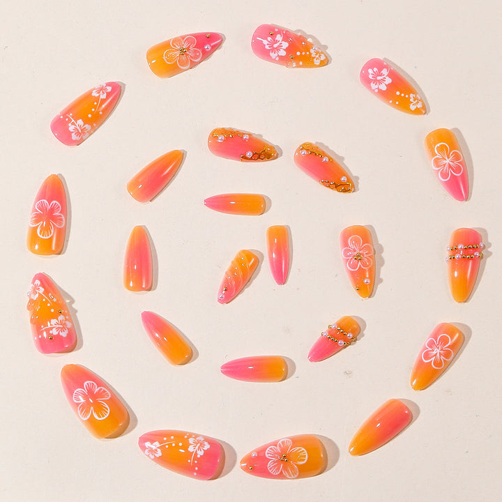 Decorative Gradient Floral Nail Art Extensions Kalsten