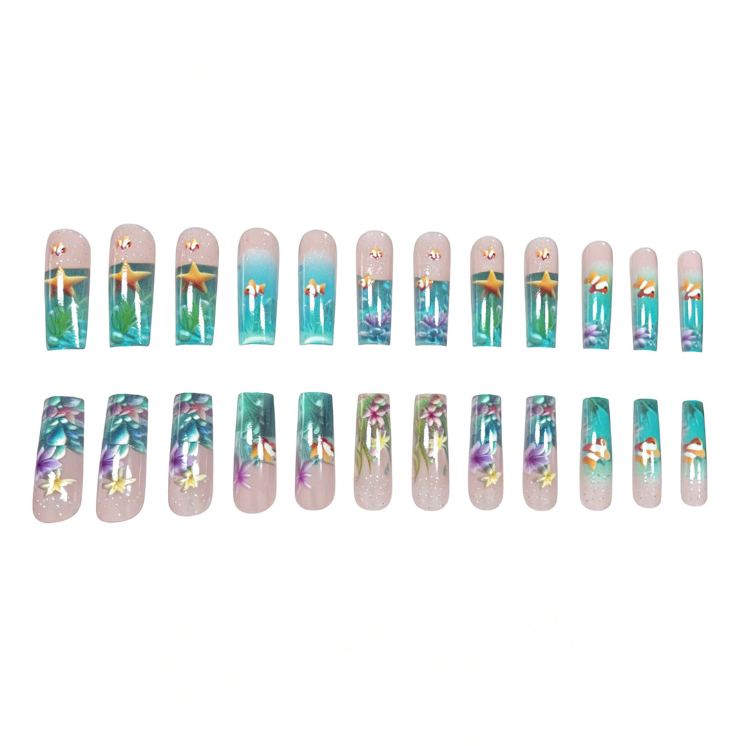 Artistic Underwater-Themed Nail Art Extensions Kalsten