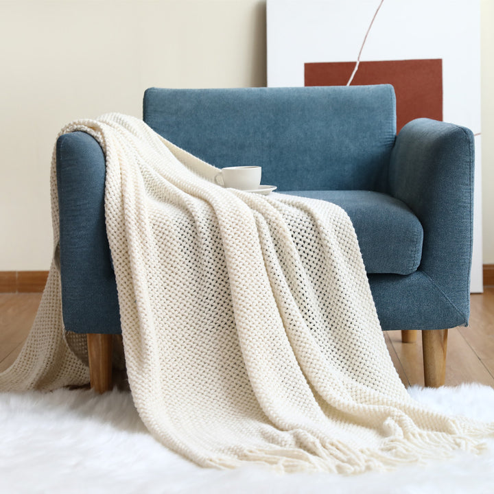 Woven Textured Knit Throw Blanket