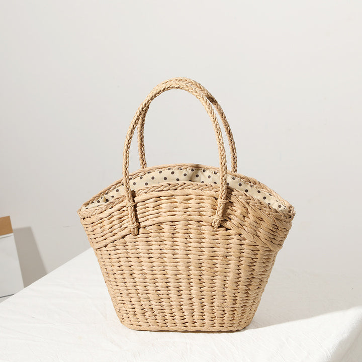 Braided beach bag with dotted inner pocket Kalsten