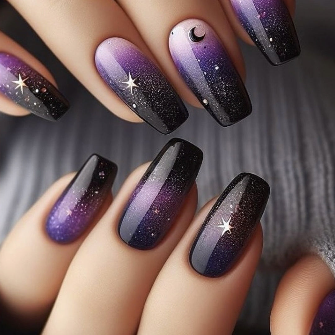 Galactic Themed Acrylic Nail Art Extensions Kalsten