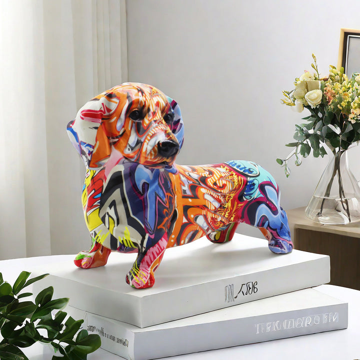 Colorful decorative figure of a dachshund Kalsten