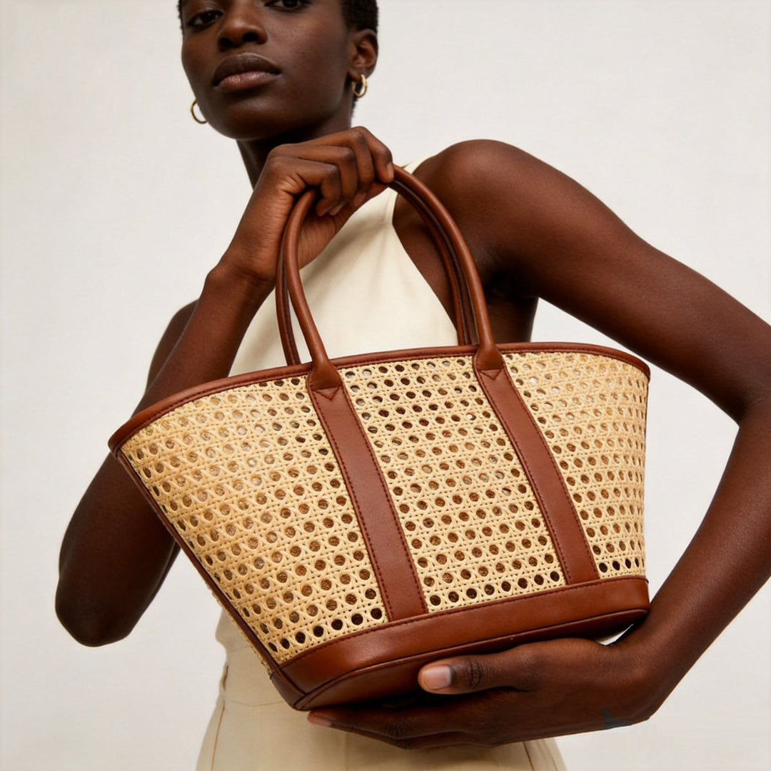 Elegant Woven Rattan Tote Bag