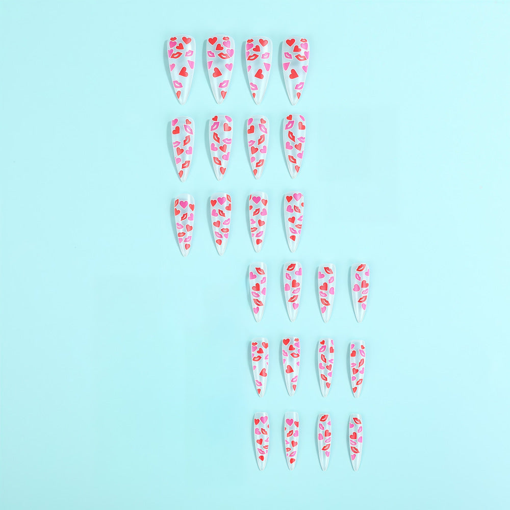 Artificial nail tips with heart motifs Kalsten