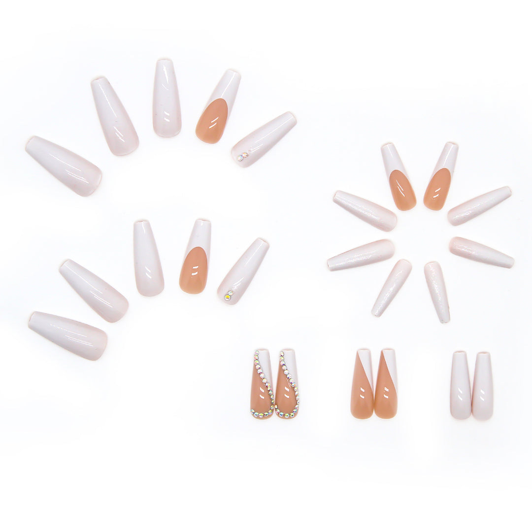 Artificial Nail Set with Elegant Rhinestone Decorations Kalsten