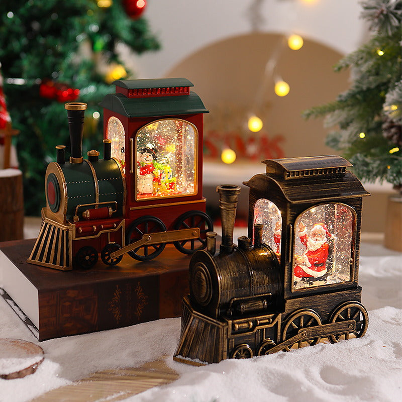 Nostalgic Christmas Train Lantern with Moving Santa Kalsten
