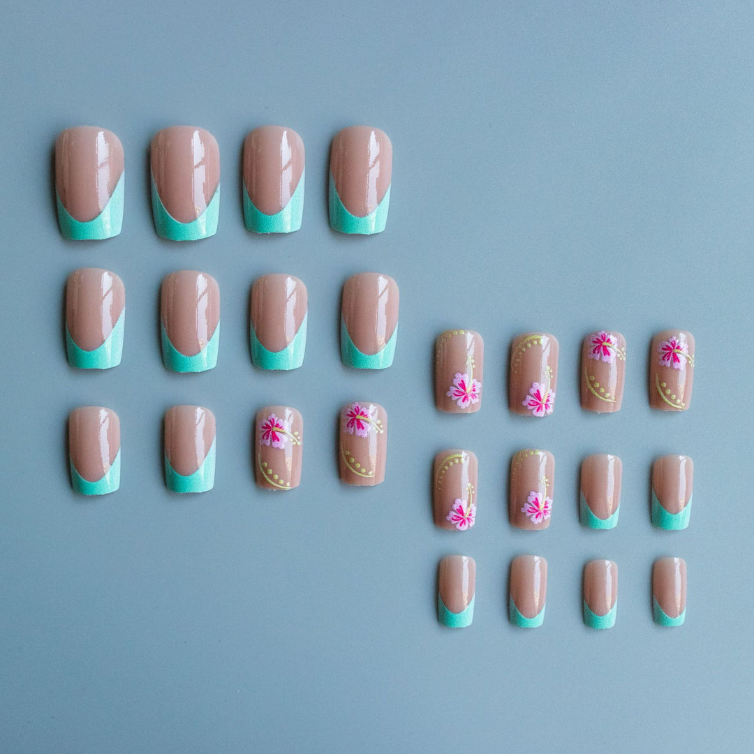 Floral Accent Acrylic Nail Art Set