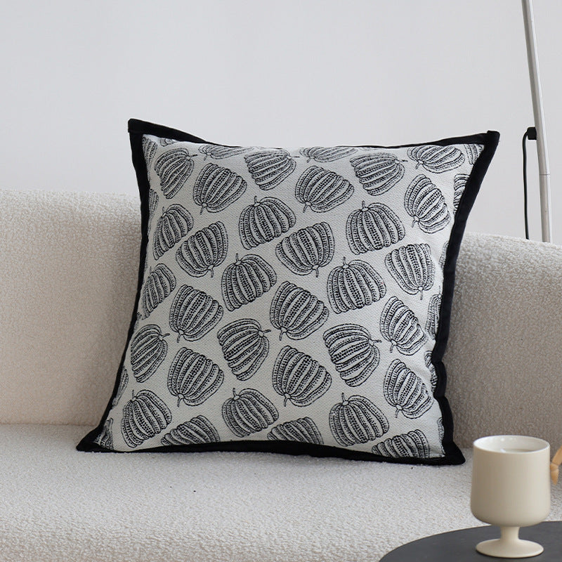 Decorative square cushion cover with abstract line print and contrasting piping Kalsten