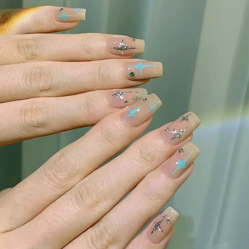 Acrylic nail set with sparkling star and glitter elements Kalsten