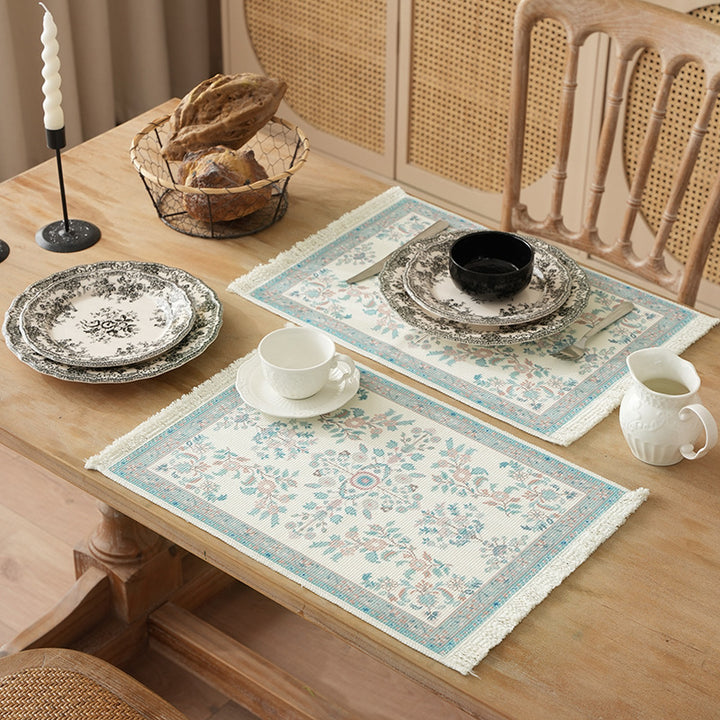 Short-pile decorative bathroom and runner carpet in oriental medallion style with fringes Kalsten