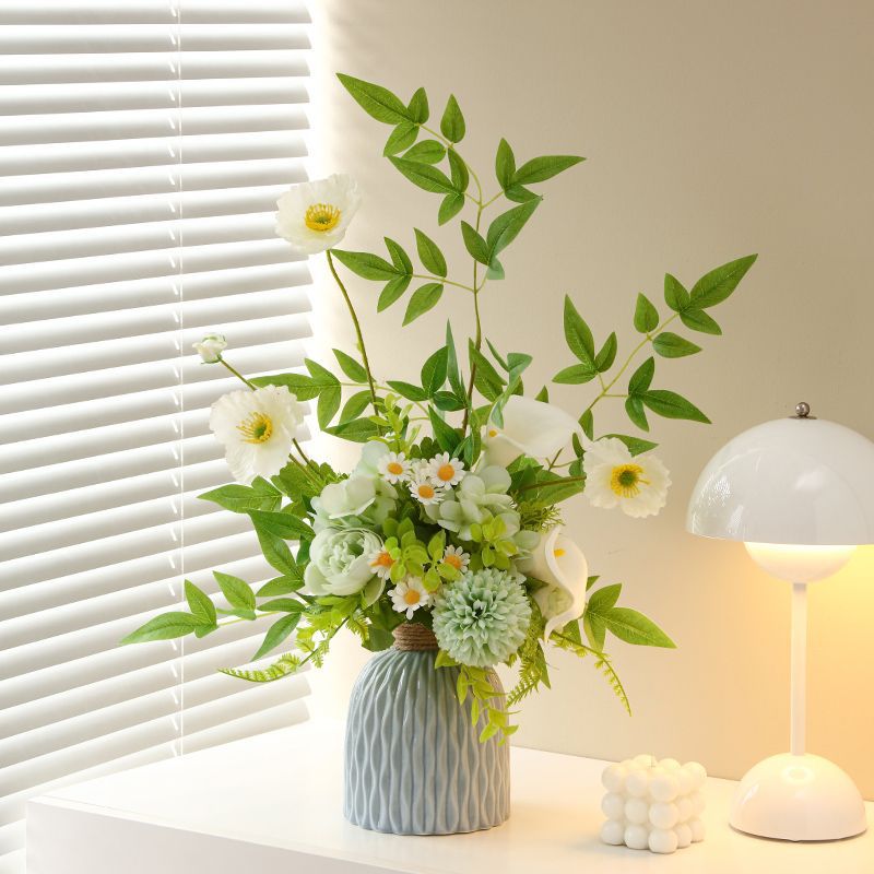 Lifelike Floral Arrangement with Decorative Vase