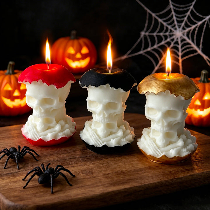 Skull-Themed Decorative Candle