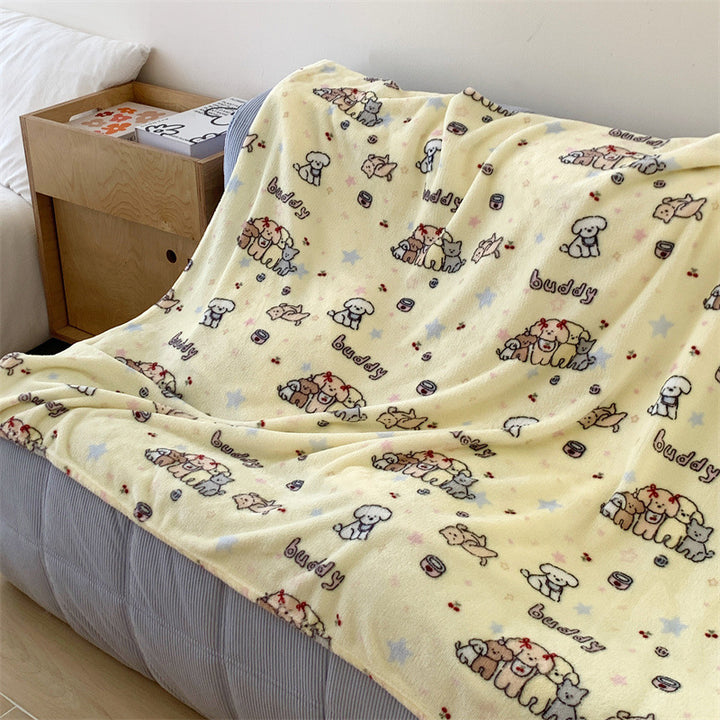 Cozy Plush Cartoon Dog-Themed Throw Blanket