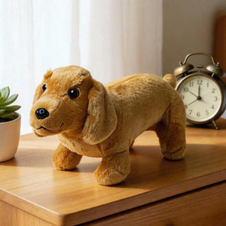 Realistic Long-Body Dachshund Plush Toy with Ultra-Soft Faux Fur and Bean-Filled Paws Kalsten