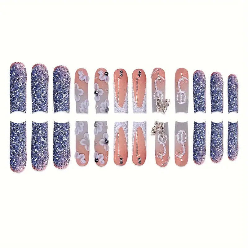 Decorative 3D Floral Press-On Nail Art Kalsten