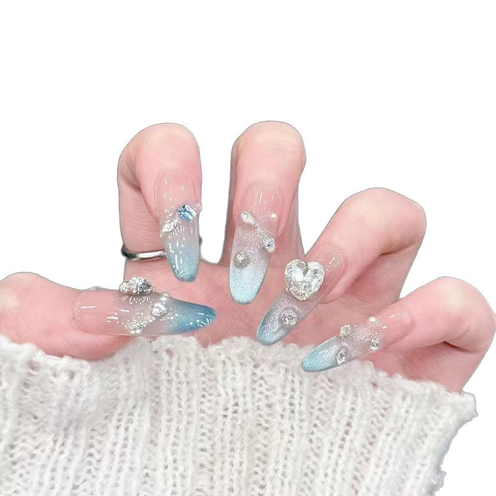 Artistic 3D Jewel-Embellished Press-On Nail Set Kalsten