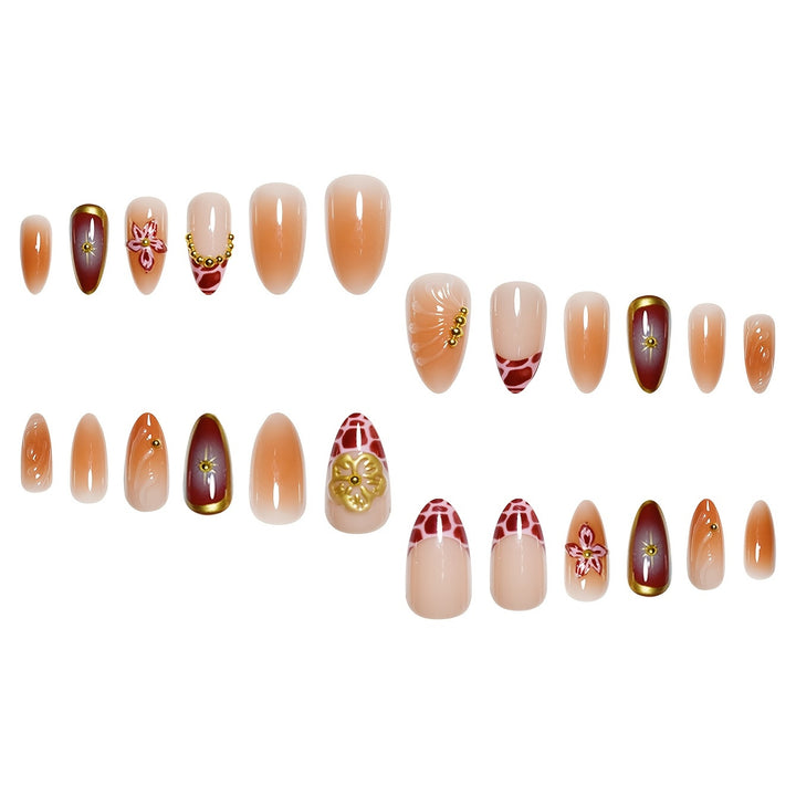Artistic Stiletto Press-On Nails with Floral and Star Designs Kalsten