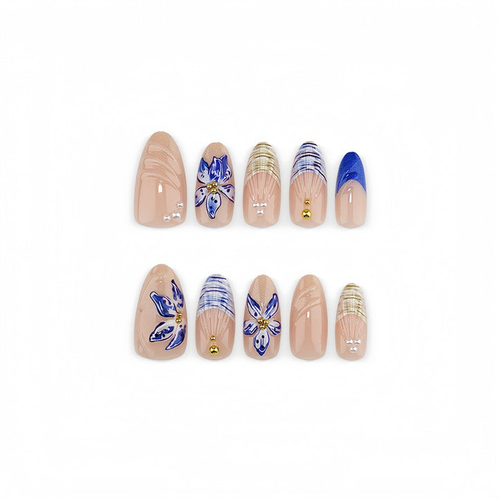 Stylish 3D Flower Motif Artificial Nails Kalsten